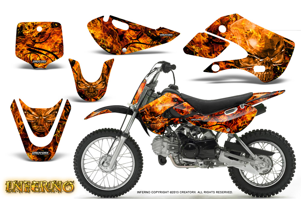 Kawasaki KLX110 KX65 Graphics Kit Inferno Orange